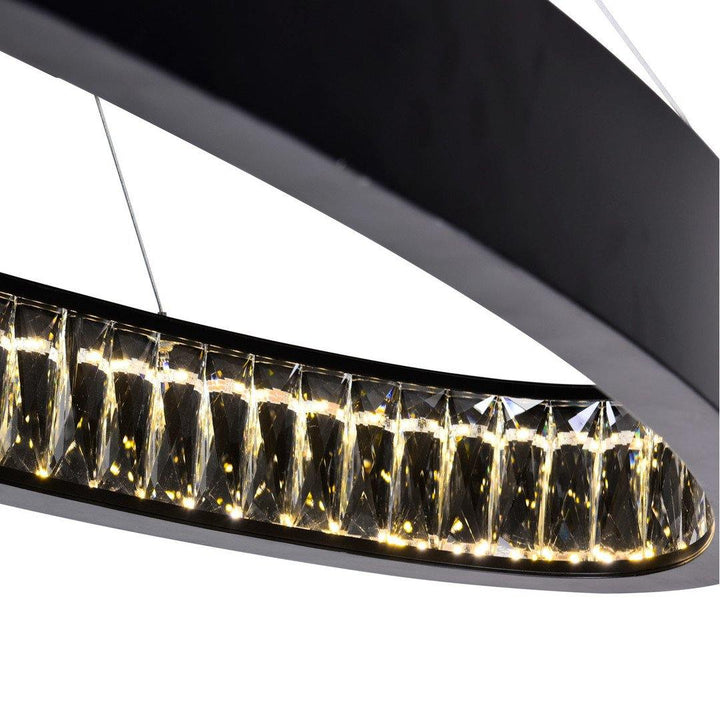 LED Matte Black with Crystal Ring Chandelier - LV LIGHTING