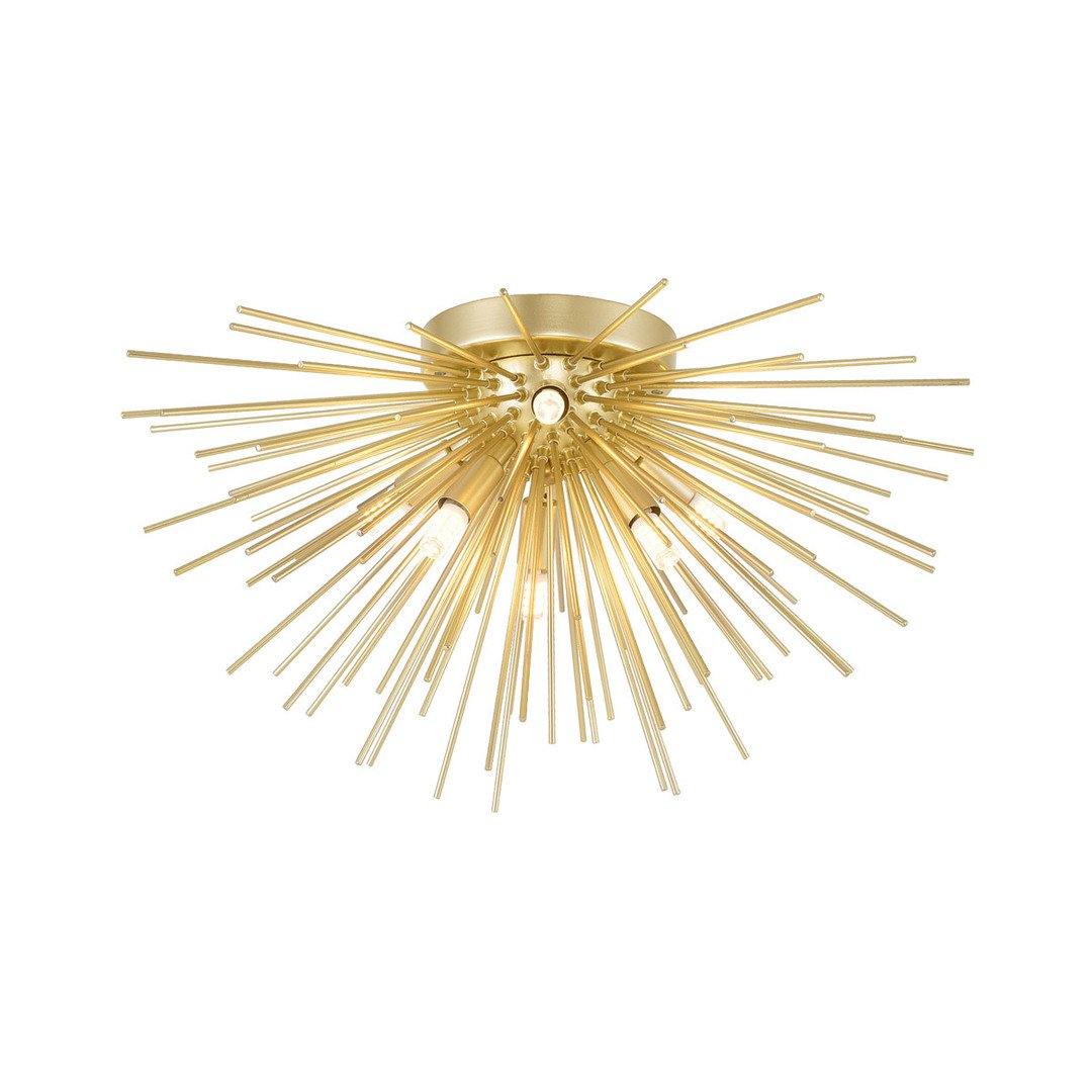 Gold Leaf with Burst Rod Flush Mount - LV LIGHTING