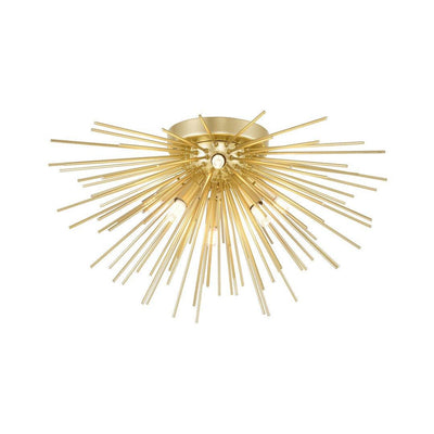 Gold Leaf with Burst Rod Flush Mount - LV LIGHTING