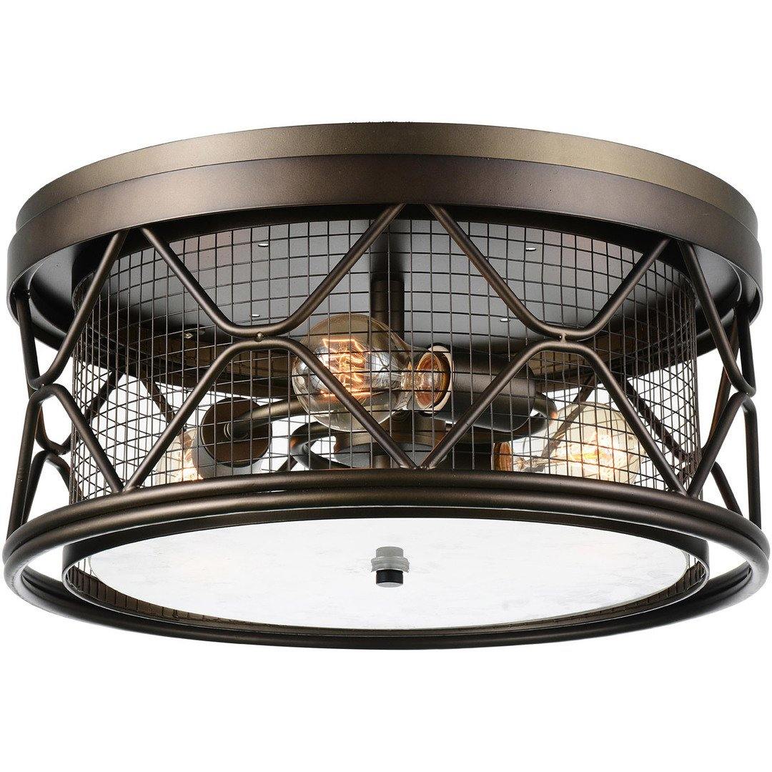 Brown Mesh Caged Round Flush Mount - LV LIGHTING