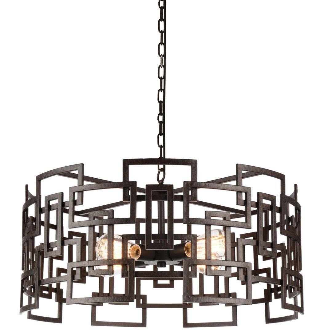 Brown with Rectangular Frame Round Chadelier - LV LIGHTING