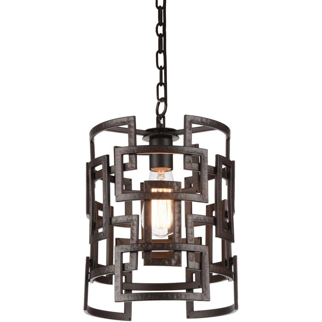 Brown with Rectangular Frame Round Pendant - LV LIGHTING