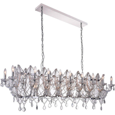 Steel with Clear Crystal Linear Chandelier - LV LIGHTING