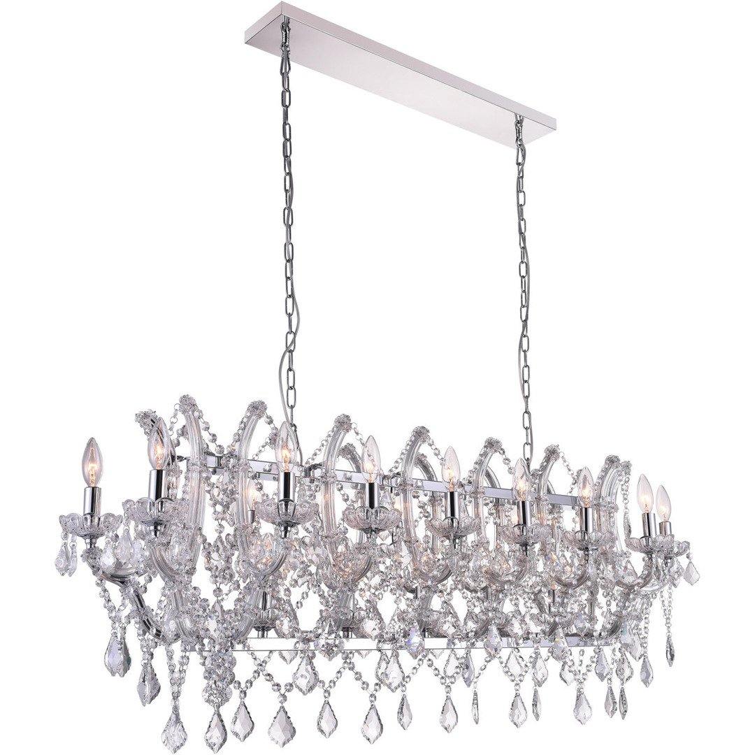 Steel with Clear Crystal Linear Chandelier - LV LIGHTING