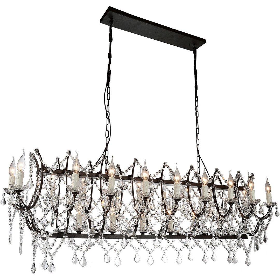 Steel with Clear Crystal Linear Chandelier - LV LIGHTING