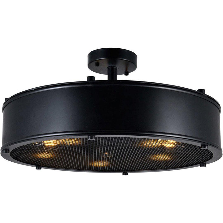 Black with Mesh Drum Shade Semi Flush Mount - LV LIGHTING