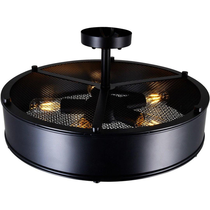 Black with Mesh Drum Shade Semi Flush Mount - LV LIGHTING