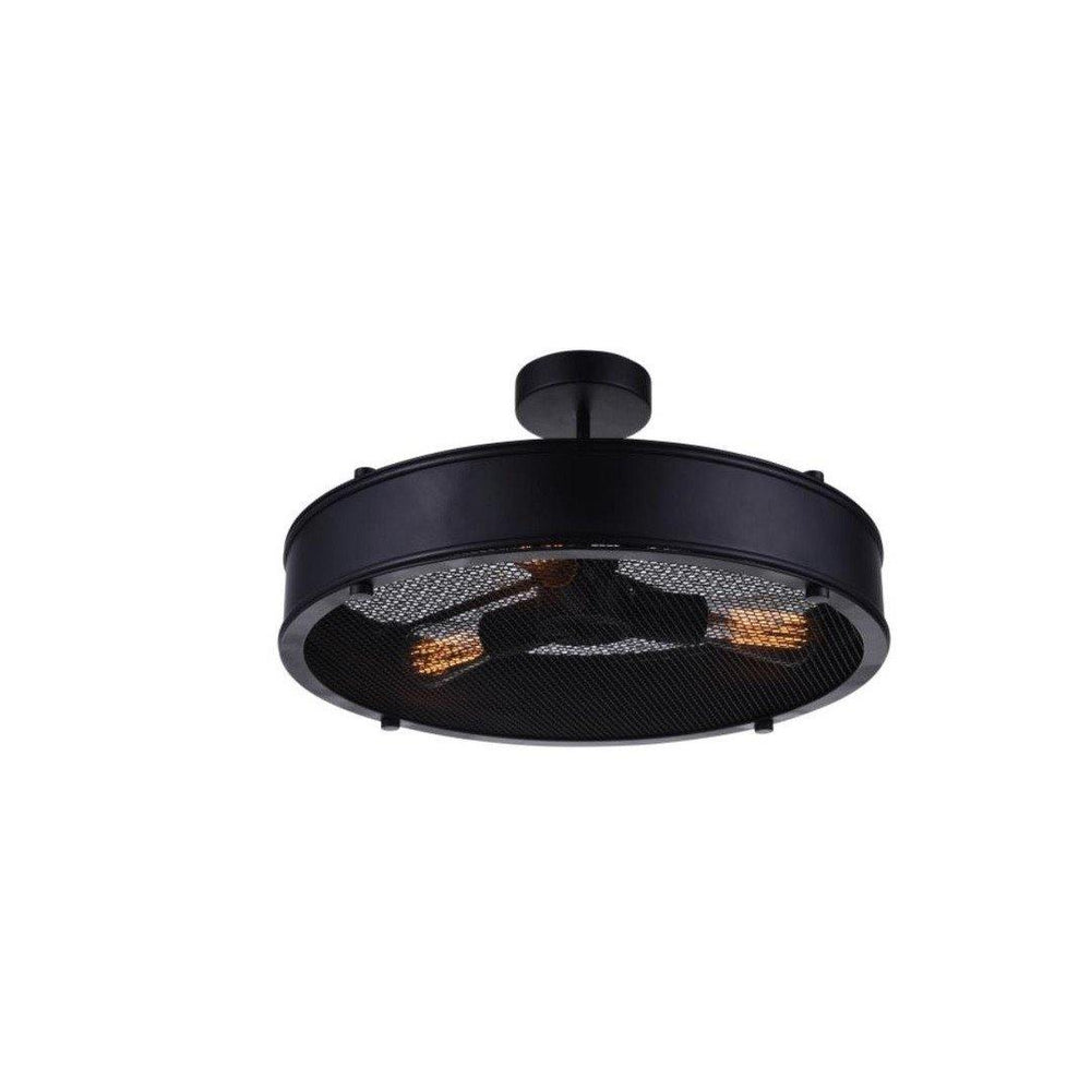 Black with Mesh Drum Shade Semi Flush Mount - LV LIGHTING