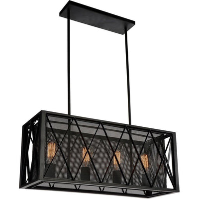 Black Meshed Air Frame Linear Chandelier - LV LIGHTING