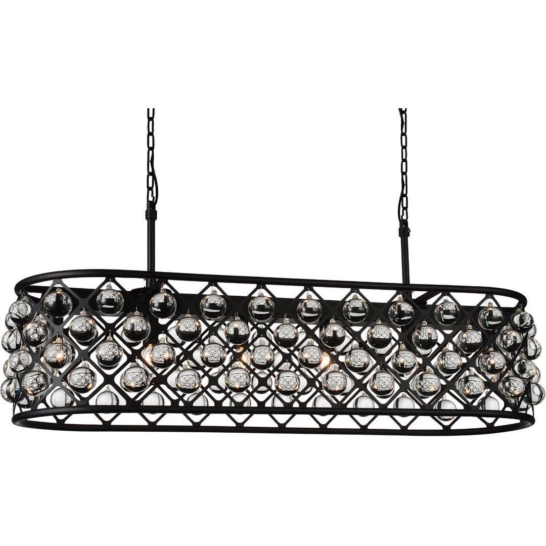 Black with Clear Crystal Drop Shade Linear Chandelier - LV LIGHTING