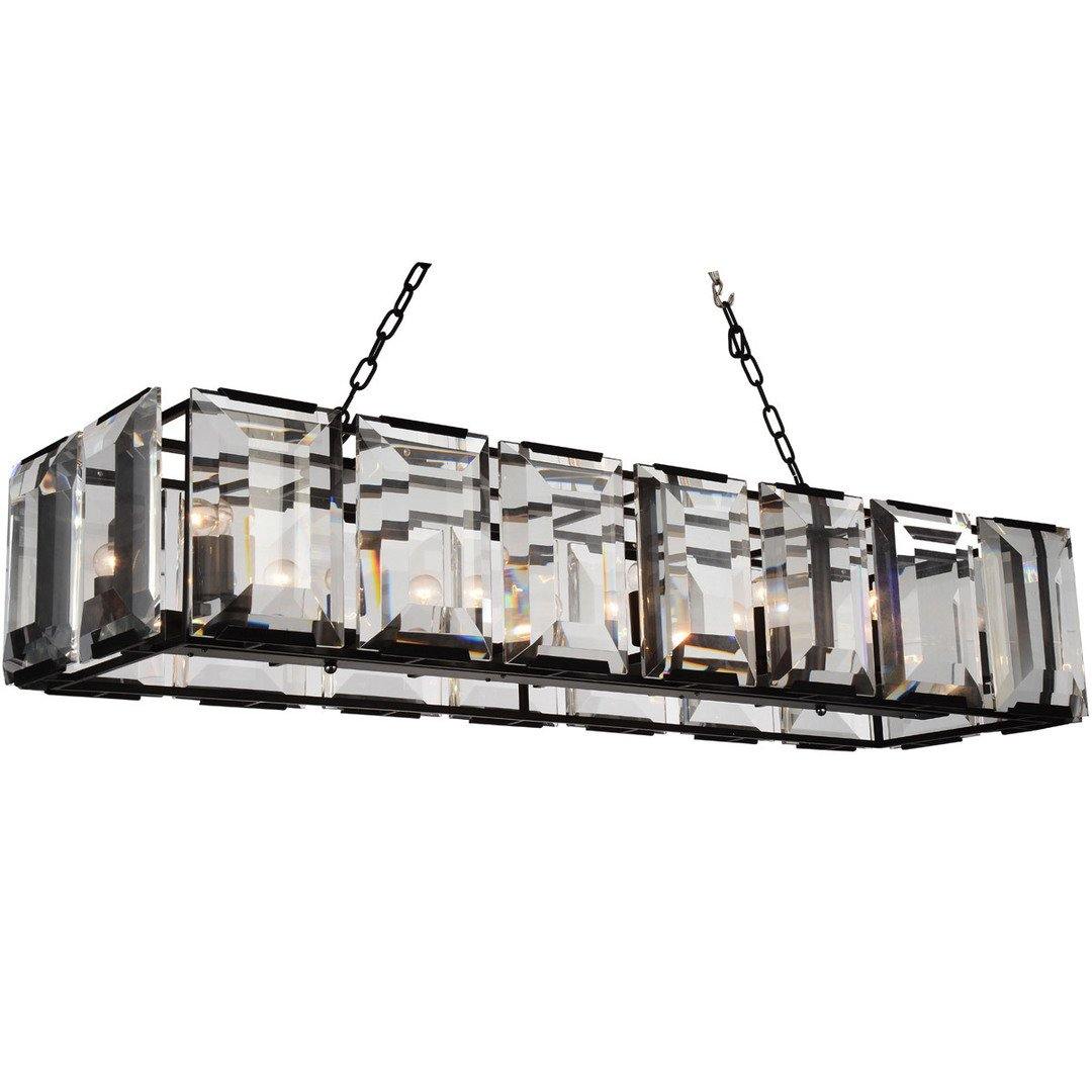 Black Rectangular Frame with Crystal Panel Linear Chandelier - LV LIGHTING