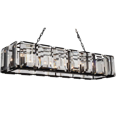 Black Rectangular Frame with Crystal Panel Linear Chandelier - LV LIGHTING