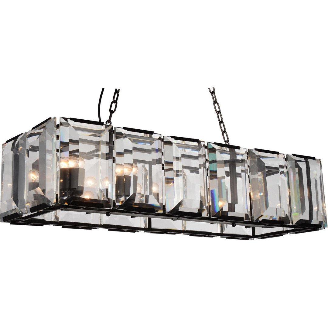 Black Rectangular Frame with Crystal Panel Linear Chandelier - LV LIGHTING