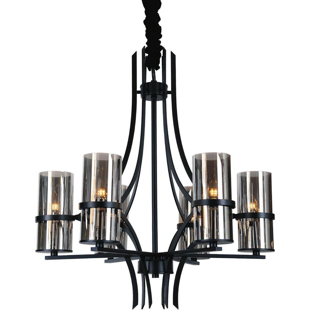 Black with Smoke Cylindrical Glass Shade Chandelier - LV LIGHTING