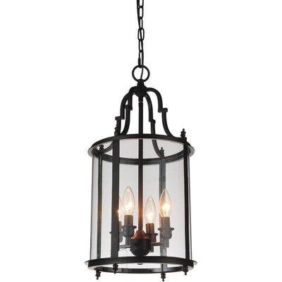 Oil Rubbed Bronze with Clear Glass Drum Shade Pendant - LV LIGHTING