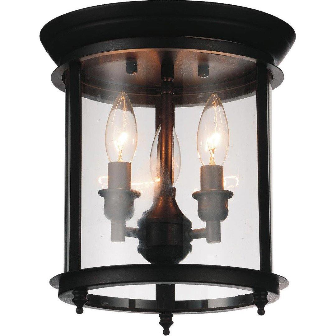 Oil Rubbed Bronze with Clear Glass Shade Round Flush Mount - LV LIGHTING