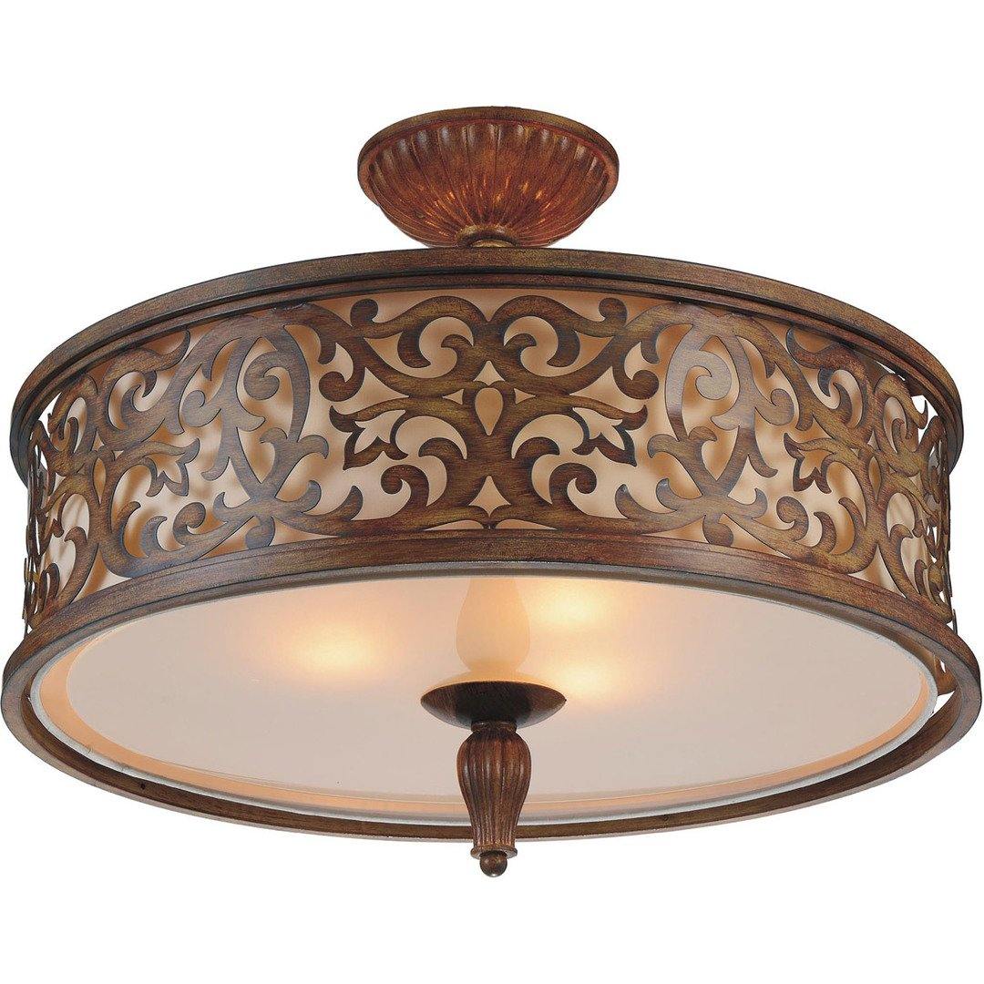 Brushed Chocolate Drum Shade Semi Flush Mount - LV LIGHTING