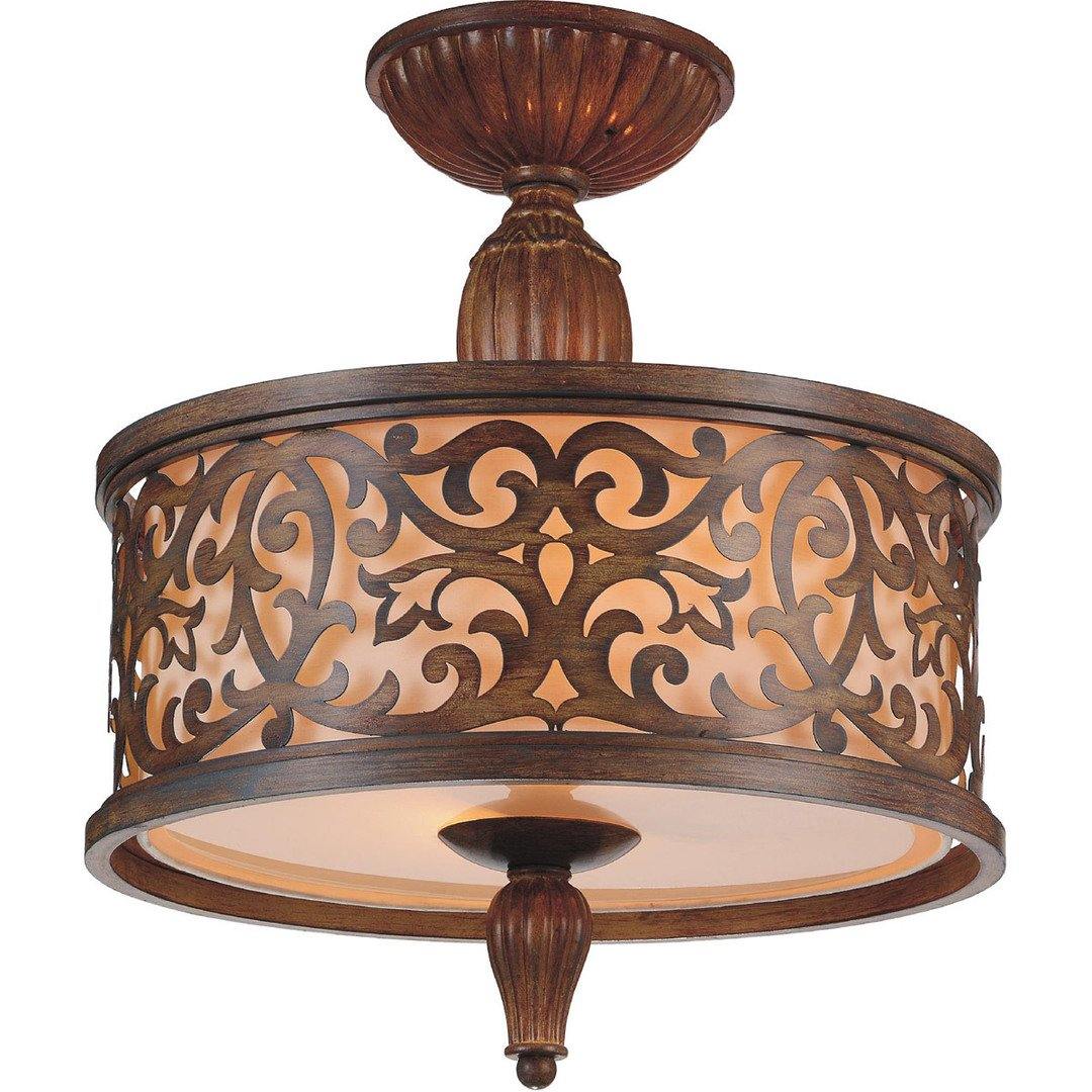 Brushed Chocolate Drum Shade Semi Flush Mount - LV LIGHTING
