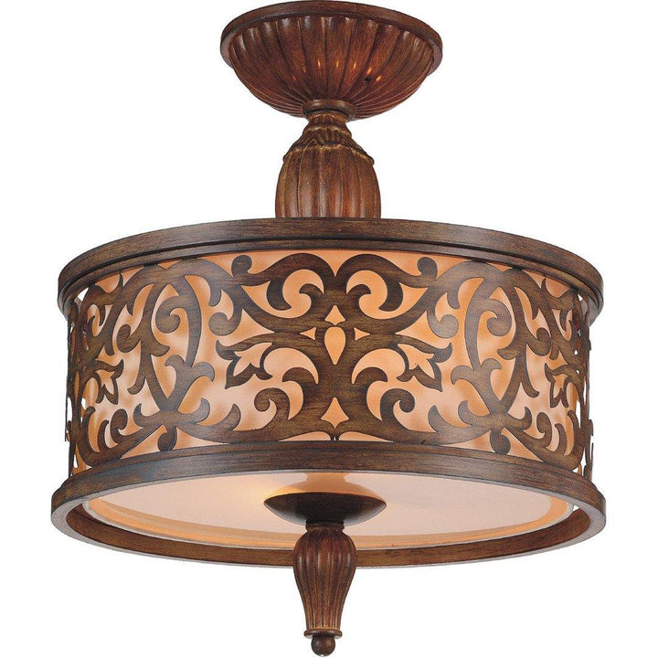 Brushed Chocolate Drum Shade Semi Flush Mount - LV LIGHTING