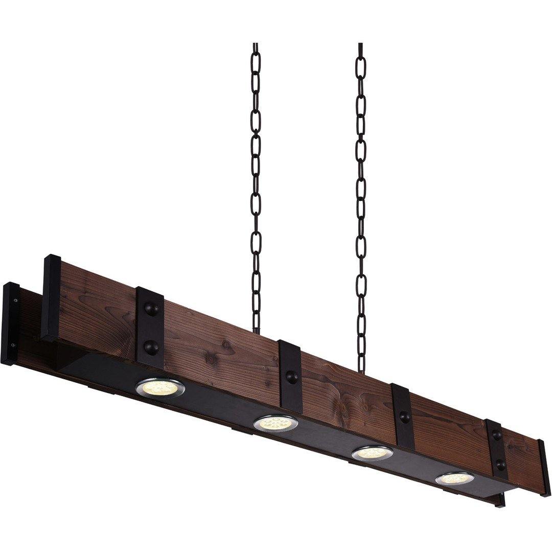 LED Black Frame with Wood Linear Pendant - LV LIGHTING