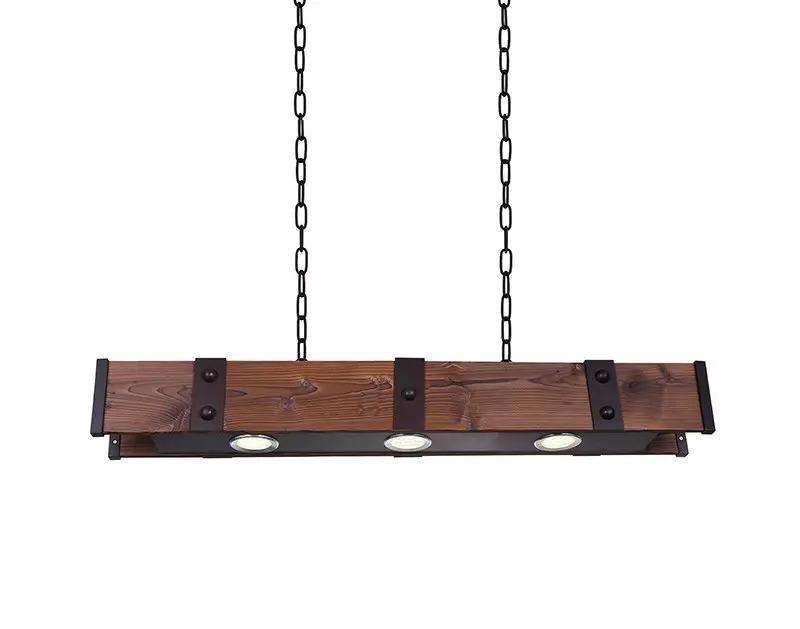 LED Black Frame with Wood Linear Pendant - LV LIGHTING