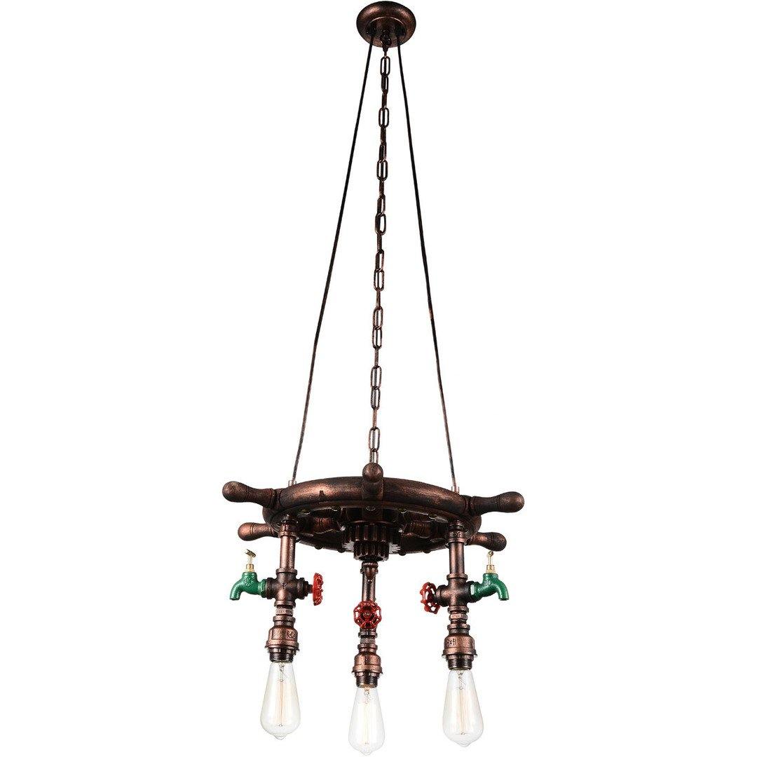 Speckled Copper Helm with Pipe Chandelier - LV LIGHTING