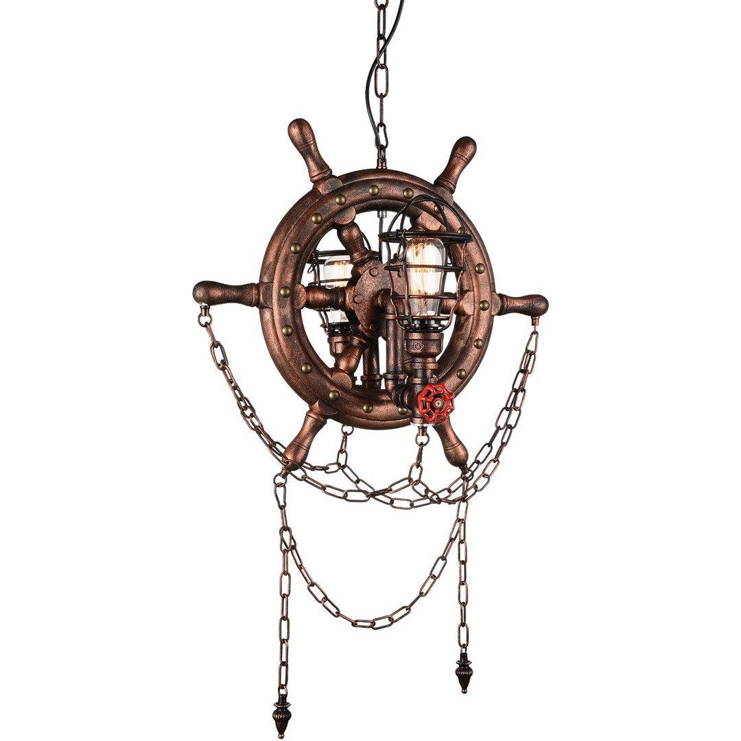 Speckled Copper Helm with Pipe Pendant - LV LIGHTING