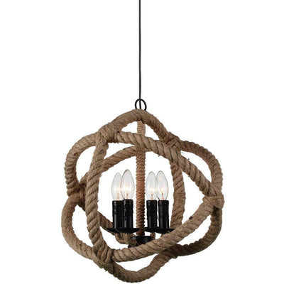 Black with Rope Orbit Frame Chandelier - LV LIGHTING