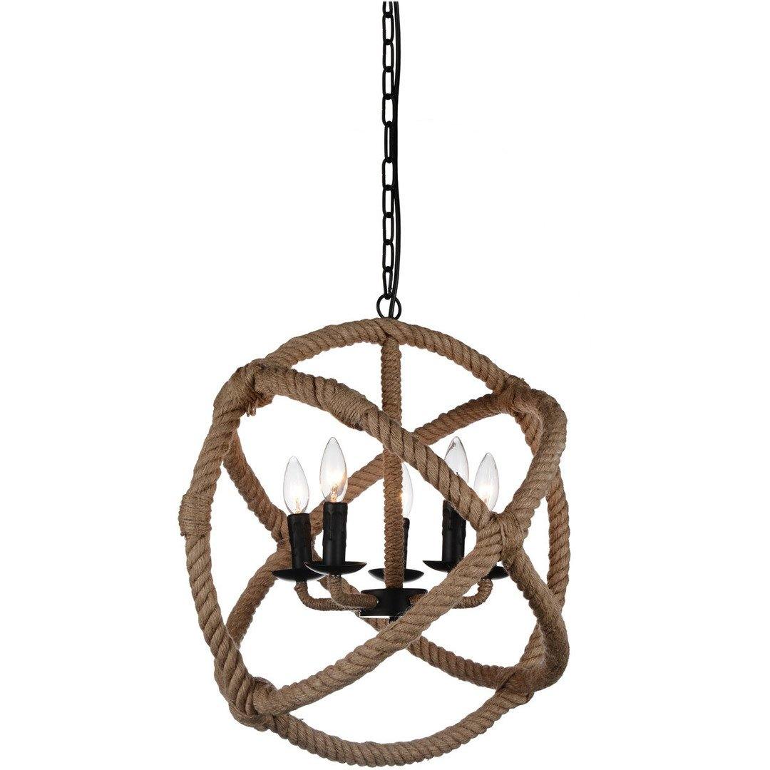 Black with Rope Orbit Frame Chandelier - LV LIGHTING