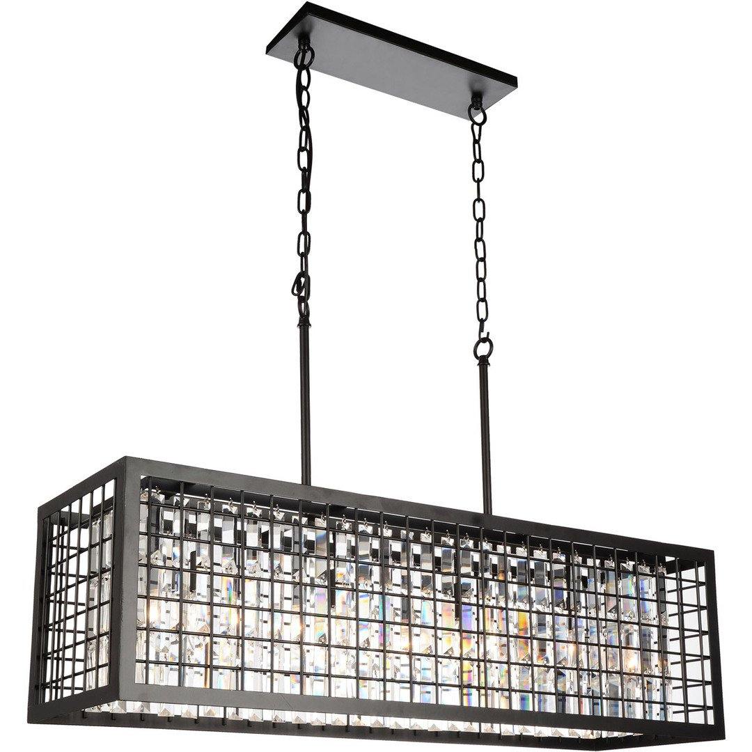Dark Brown Caged with Crystal Linear Chandelier - LV LIGHTING
