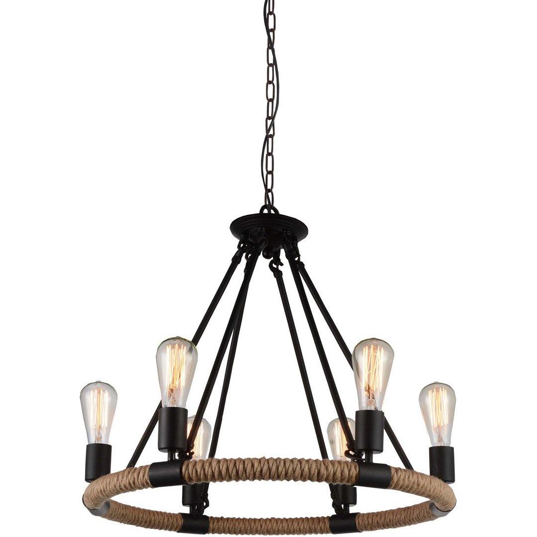 Black with Rope Ring Chandelier - LV LIGHTING