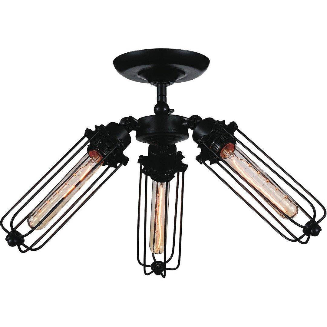 Black with Open Air Shade Semi Flush Mount - LV LIGHTING