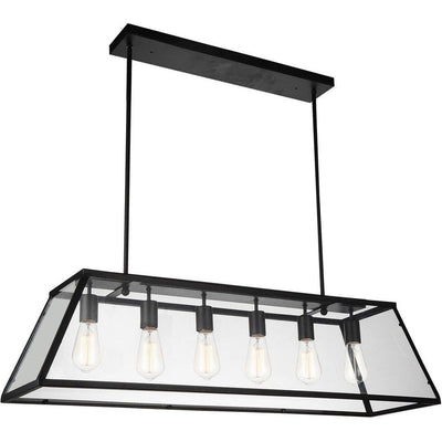 Black with Clear Glass Shade Linear Pendant - LV LIGHTING