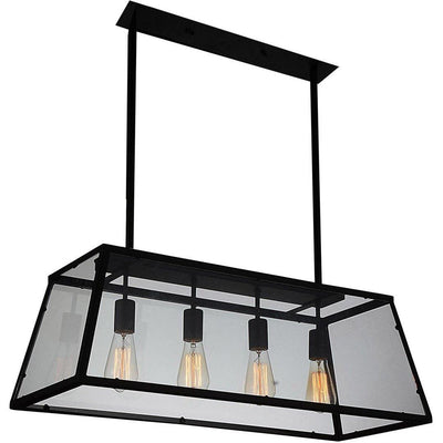 Black with Clear Glass Shade Linear Pendant - LV LIGHTING