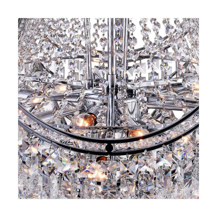 Chrome Frame with Crystal Drop Chandelier - LV LIGHTING
