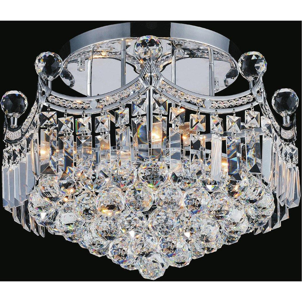 Chrome with Crystal Drop Flush Mount - LV LIGHTING