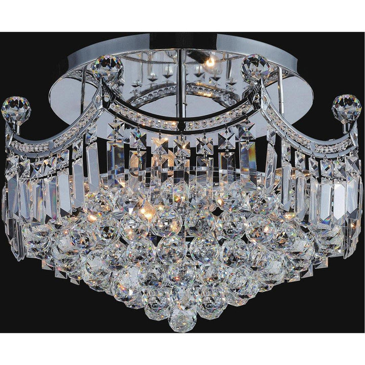 Chrome with Crystal Drop Flush Mount - LV LIGHTING