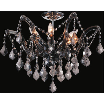 Chrome with Crystal Strand and Drop Semi Flush Mount - LV LIGHTING