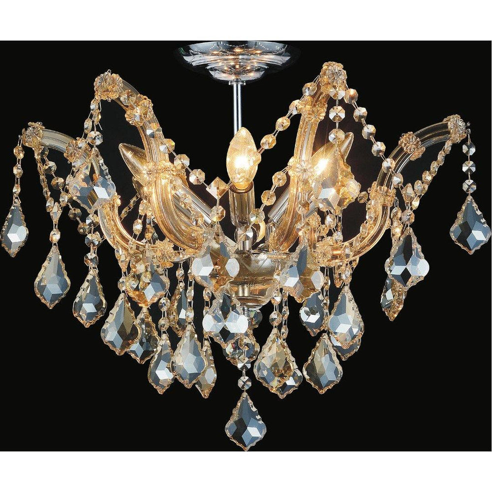 Chrome with Crystal Strand and Drop Semi Flush Mount - LV LIGHTING
