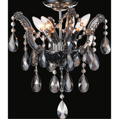 Chrome with Crystal Strand and Drop Semi Flush Mount - LV LIGHTING