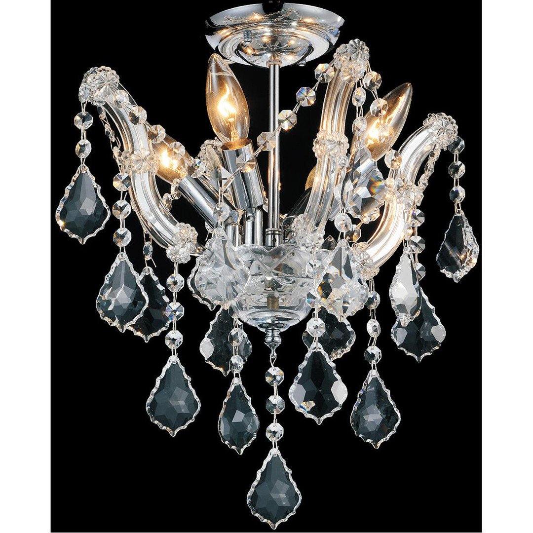 Chrome with Crystal Strand and Drop Semi Flush Mount - LV LIGHTING