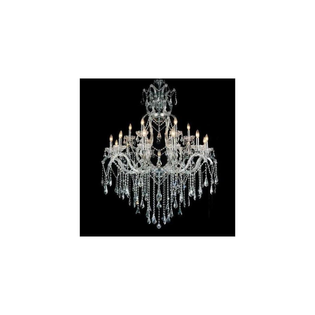 Chrome with Clear Crystal Strand and Drop Chandelier - LV LIGHTING