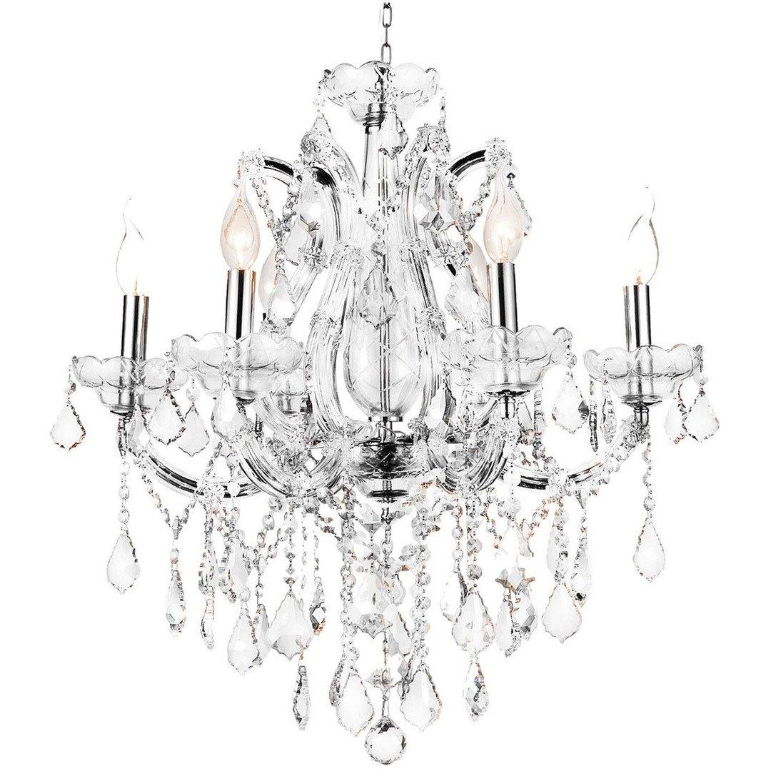 Chrome with Clear Crystal Strand and Drop Chandelier - LV LIGHTING
