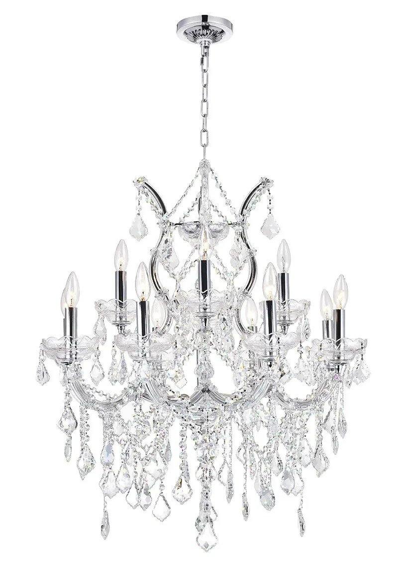 Chrome with Crystal Strand and Drop Chandelier - LV LIGHTING