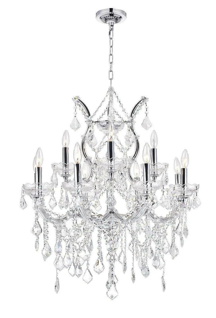 Chrome with Crystal Strand and Drop Chandelier - LV LIGHTING
