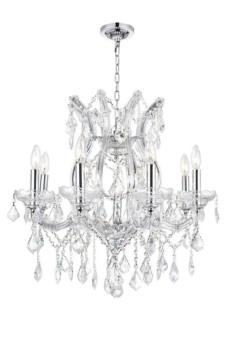 Chrome with Crystal Strand and Drop Chandelier - LV LIGHTING