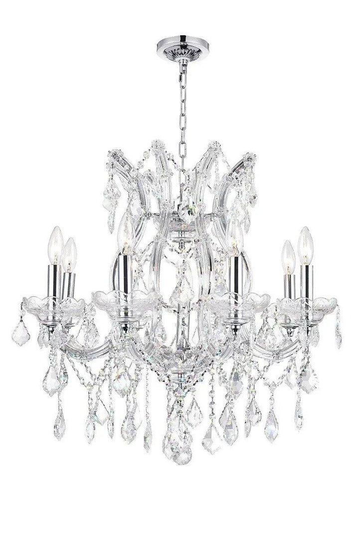 Chrome with Crystal Strand and Drop Chandelier - LV LIGHTING