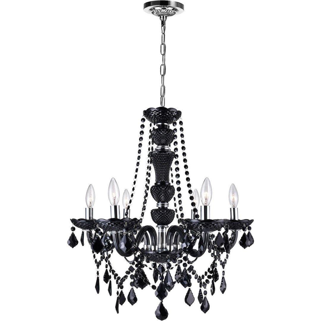 Chrome with Black Crystal Drop and Strand Chandelier - LV LIGHTING