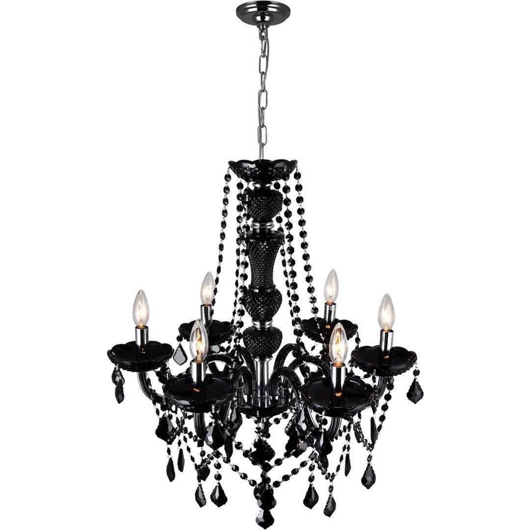 Chrome with Black Crystal Drop and Strand Chandelier - LV LIGHTING