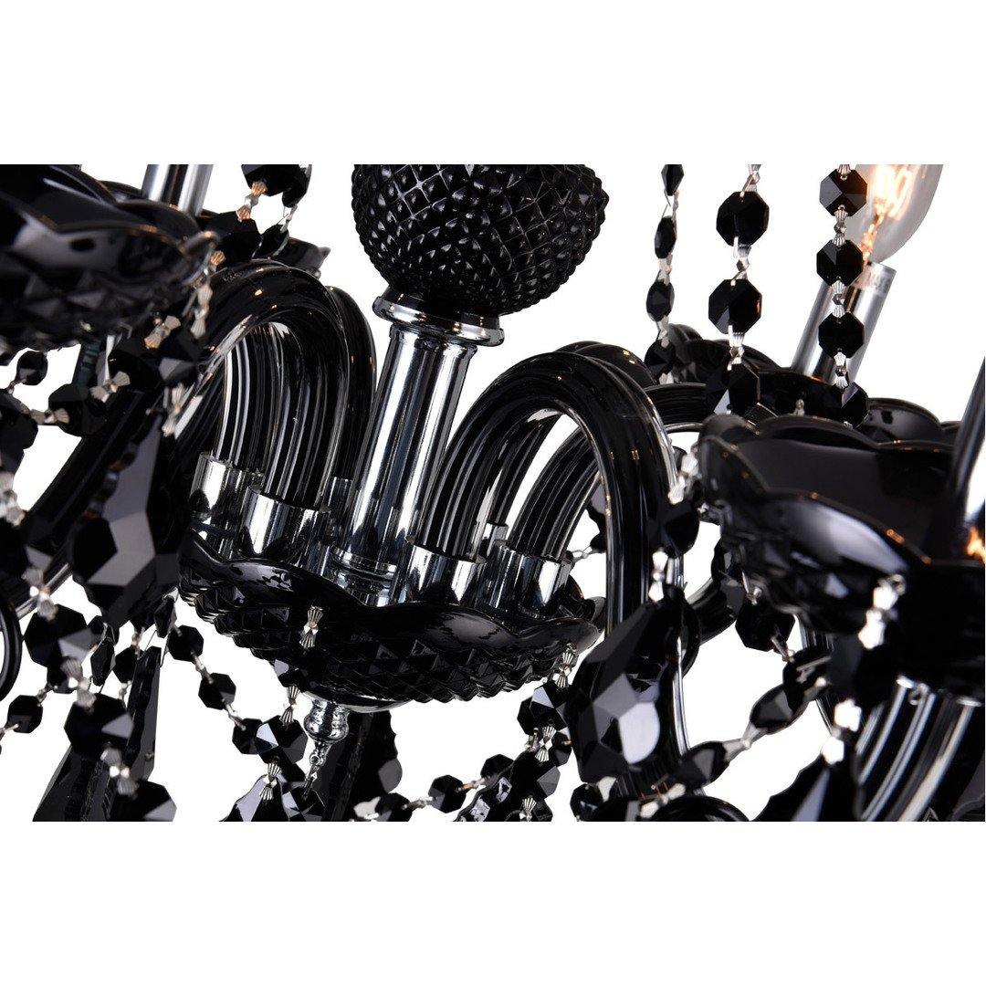 Chrome with Black Crystal Drop and Strand Chandelier - LV LIGHTING